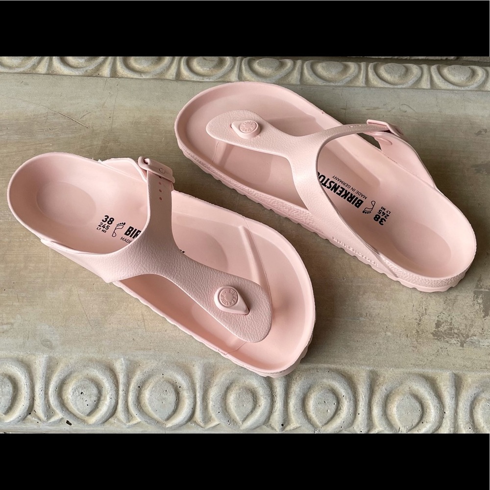 Pink rubber birkenstocks